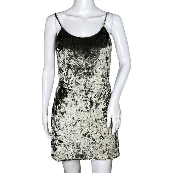 NBD Dress Womens Medium Kate Mini Dress Olive Green Crushed Velvet Club Party‎ - Picture 1 of 8